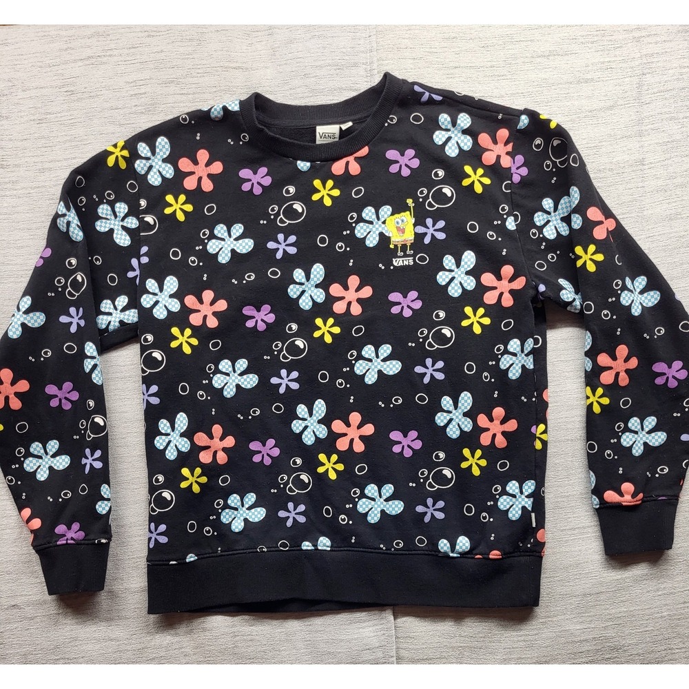 Vans Nickelodeon SpongeBob SquarePants Flower Print Pullover Sweatshirt M